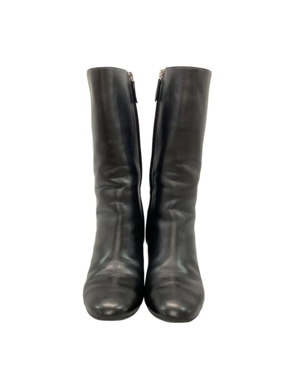 Chanel Boots 36c Black Mid Length Outsole Replacement CC Logo Lambskin - Picture 5 of 13